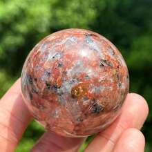 Stonehaven 1 buah Bola Batu Merah (150-350g) - Dekorasi Rumah, Bola Ramalan, Energi Kristal Penyembuhan, Spesimen Mineral, Hadiah Kristal, Tekstur Batu Permata Alami - Bola granit merah - View 3