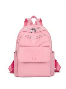 1pc Fashionable Avant-Garde Large Capacity Multi-Pocket PU Faux Leather Premium Backpack, Campus Style Versatile Shopping Backpack - Multiple Colors - View 15