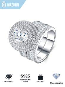 1pc Elegant 4-Prong 2 Carat Moissanite Lucky Charm Ring, S925 Sterling Silver, Engagement Anniversary Gift, Bridal Jewelry For Wife Girlfriend - Silver - View 5