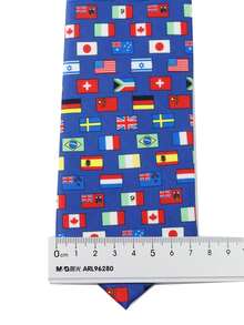 ZLQ&GOU 1 PC Men's Flag Pattern Tie, Designer Style 7.5cm Blue Tie, Suitable For Business, Holiday, Carnival, Cosplay - Multicolor - View 5