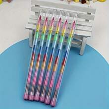 6pcs Colored Pencils, Party Gifts, Multi-Color Doodle Tools, School Office Birthday Party Pencils, 11 Colors Per Pencil - Sets - View 5