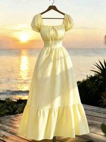 Women Short Dresses - Yellow - View 2