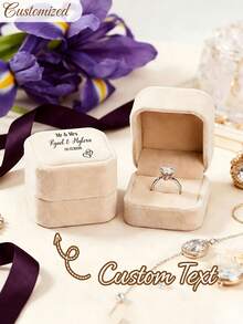 Personalized Wedding Ring Box Engagement Ring Box Proposal Ring Box Modern Ring Box Anniversary Gift With Custom Display Stand And Velvet Lining Holds 2 Rings Suitable For Wedding Engagement Proposal Jewelry Storage - Multicolor - View 7