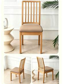 Elastic Stretch Dining Chair Seat Cover | Breathable Milk Silk Material, Removable Washable Chair Cushion Slip Cover, Universal Fit Dining Seat Protector. - Light Coffee - View 7
