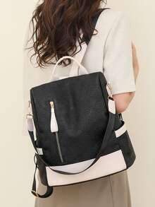 Women's Backpack Suitable For Daily Commute, Travel, Shopping And Street Shopping - Black - View 6