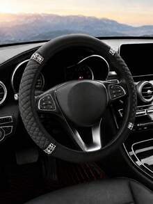 6/5/1pc Set Shiny Car Interior Accessories, Rhinestone Steering Wheel, Handbrake And Gear Shift Cover, Shoulder Pad, 15 Inch Rhinestone Leather Steering Wheel Cover, Soft And Elastic, Universal Fit, Suitable For Women - Style B - View 24