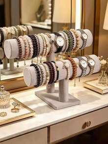 Jewelry Storage Display Rack, Velvet T-Shaped Bracelet Display Stand, Desktop Jewelry Storage Rack, Velvet Jewelry Display Stand, Bracelet Necklace Earring Tower Stand, Multi-Functional Jewelry Storage Rack. - Multicolor - View 1