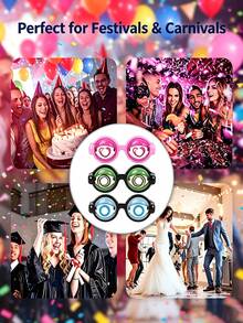 Pull‑String Blinking Googly Eyes Glasses, Funny Wacky Novelty Prank Eyewear, Party Photo Booth Props For Halloween Birthday Carnival - Multicolor - View 7