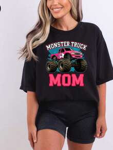Monster Truck Mom  Funny Racing Off Road Gift Tee,Monster Truck Mom  Racing Off Road Tee Mama - 黑色 - 查看 1