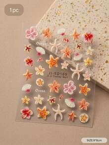 1pc Marine Life Series Decorative Stickers, Self-Adhesive Material, Starfish, Jellyfish And Shell Elements, Fresh Ocean Style, Suitable For Collage, Phone Case Decoration, Water Bottle Stickers, Also Can Be Used To Renovate Storage Boxes, Decorate Gift Packaging, Fit For Handmade Crafts, Create A Refreshing And Healing Summer Atmosphere - Marine Life Series - View 5