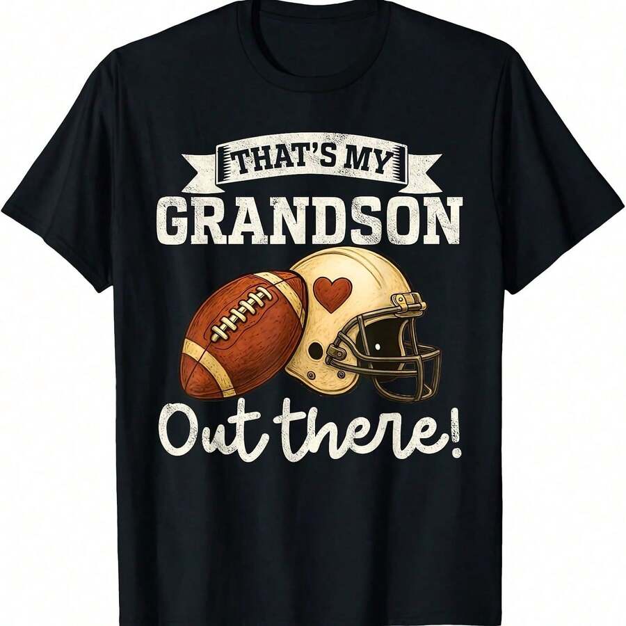 That's My Grandson Out There Funny Football Grandpa Grandma T-Shirt Gift For Dad - 款式 - 查看 1
