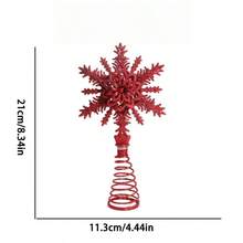 1Pc Glitter Snowflake Star Tree Topper, Spring Coil Base, Shiny Metal Red Gold Silver, Detachable Stand, Durable Non-Fading, Lightweight Easy Hang, Festive Xmas Ornament, Winter Holiday Home Decor, Mantel Desk Front Door Indoor Scene - Christmas - View 13