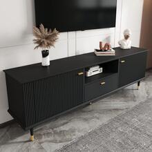 TV Stand With Open Shelves And Drawers - Black - 黑色 - 查看 11