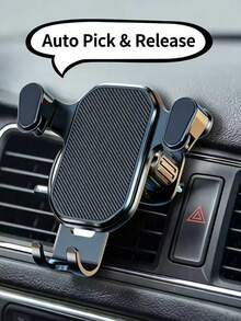 1pc Car Phone Holder With Hook Clip, 360° Rotatable, Easy Operation, Strong Stability, Compatible With 4.7-7 Inch Phones, Suitable For Car Air Vent, Fits Most Car Models, Plug And Play - Twill Style - View 10