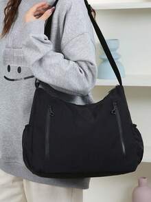 Tas Selempang Minimalis Kasual Kapasitas Besar, Tas Bahu Serbaguna Modis, Tas Tote Perjalanan Multi-Saku dengan Tali Bahu yang Dapat Diatur dan Penutup Resleting, Cocok untuk Bepergian, Sekolah, Belanja, - MultiWarna - View 11