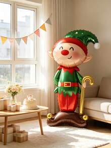1 قطعة بالون معدني لعيد الميلاد، مثالي لعيد الميلاد، عيد الميلاد، حفلة، ديكور أجواء الحفلة، هدية عيد الميلاد - مهرج واقف - مشاهدة 3