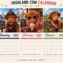 2027 Full Year 12-Month Wall Calendar, Cute Pet Lover Home Decor And Time Planning Accessory, Perfect Multi-Holiday Gift For Thanksgiving, Halloween, Christmas And All Holiday Gatherings - Five Bulls 2027 - View 8