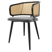 Grey Dining Chairs With Woven Backrest - Modern And Comfortable Style - 灰色 - 查看 10