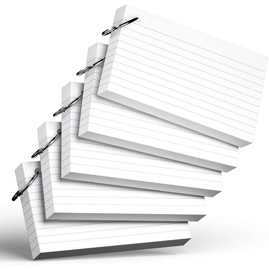 250 White Index Cards With Rings, 3 X 5 Inch, Heavyweight Lined Index Cards, Suitable For School And Office Supplies And Home Organization, Durable Study To-Do List Note Cards With Lines - Sets - View 1