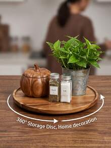 1pc 360° Rotating Round Turntable, Slouchy Susan Tray, Round Tray, Tray, Suitable For Cabinets, Kitchen Countertops, Food Storage, Home Decor, Bathroom Supplies Organizer, Kitchen Accessories, Multi-Purpose Kitchen Storage Tool, Spice Rack, Space-Saving Countertop, Great Gift For Christmas, Halloween, Housewarming - View 6