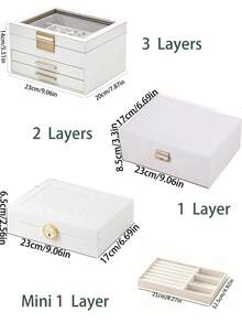 1pc Large Capacity 3-Tier Glass Jewelry Box, Multi-Functional Jewelry Organizer, Mini Jewelry Storage Box, Cosmetic Storage Box, Nail Polish Storage Box - Multicolor - View 4