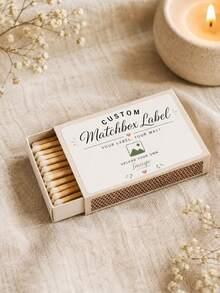 Custom Matchbox Labels, Matchbox Image Text Logo Stickers, Name Date Gift Labels, Wedding Reception, Bridal Shower, Engagement, Anniversary, Birthday Party, Candle Gift, Restaurant Hotel Event, Small Business Packaging, Party Decoration - Multicolor - View 2