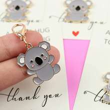 5pcs/10pcs Cute Koala Enamel Lobster Clasp Keychain, "A Little Hug To Say A Big Thank You" Paper Card, Animal Pocket Hug Gratitude Gift - Multicolor - View 8
