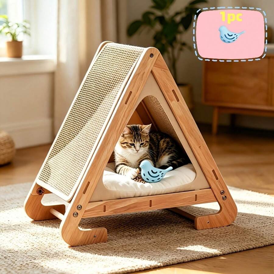 Juguete Multifuncional Interactivo para Gatos, Juguete de Silicona con Forma de Pájaro para Morder y Sacudir, Alivia el Aburrimiento, Sin Batería, Accesorios para Gatos, Suministros para Mascotas - A - Ver 1