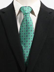 1PC Men's Fashion Casual Versatile Vintage Small Coin & Flower Pattern Tie, Suitable For Daily Wear, Shopping, Business, Party, Banquet, Dating - Multicolor - View 9