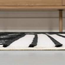 High-Low Angle Geometric Runner Rug 2X8, Indoor Rug Ships Rolled, Lays Flat, Premium Construction, Easy-Cleaning For Living Room, Bedroom, Kitchen, Pet Friendly, Non-Shedding - Black/White - View 7