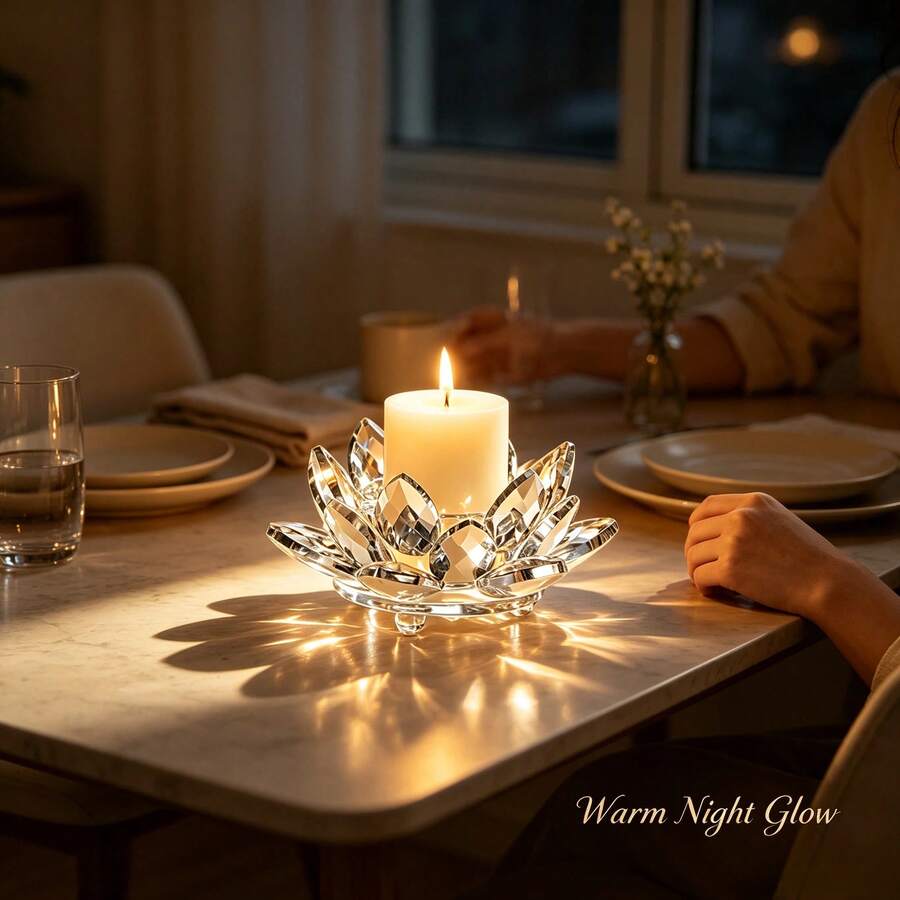 1pc Sparkling Crystal Floral Candle Holder, Ideal Housewarming Gift And Valentine's Day Home Decor