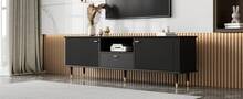 TV Stand With Open Shelves And Drawers - Black - 黑色 - 查看 7