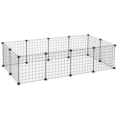 Freilaufgehege Kleintier Metallgitter Freigehege Flexibel Schwarz 106x73x36cm
