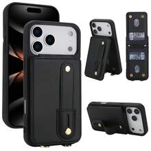OUKNOEO 時尚人造皮革斜挎手機包，相容 iPhone 18 17e Air 16e 15 14 13 Pro Max Plus S26 S25 Edge S24 Ultra A37 A57 Z Fold 7 6 5 4，附手腕帶與長掛繩 - 黑色 - 查看 10