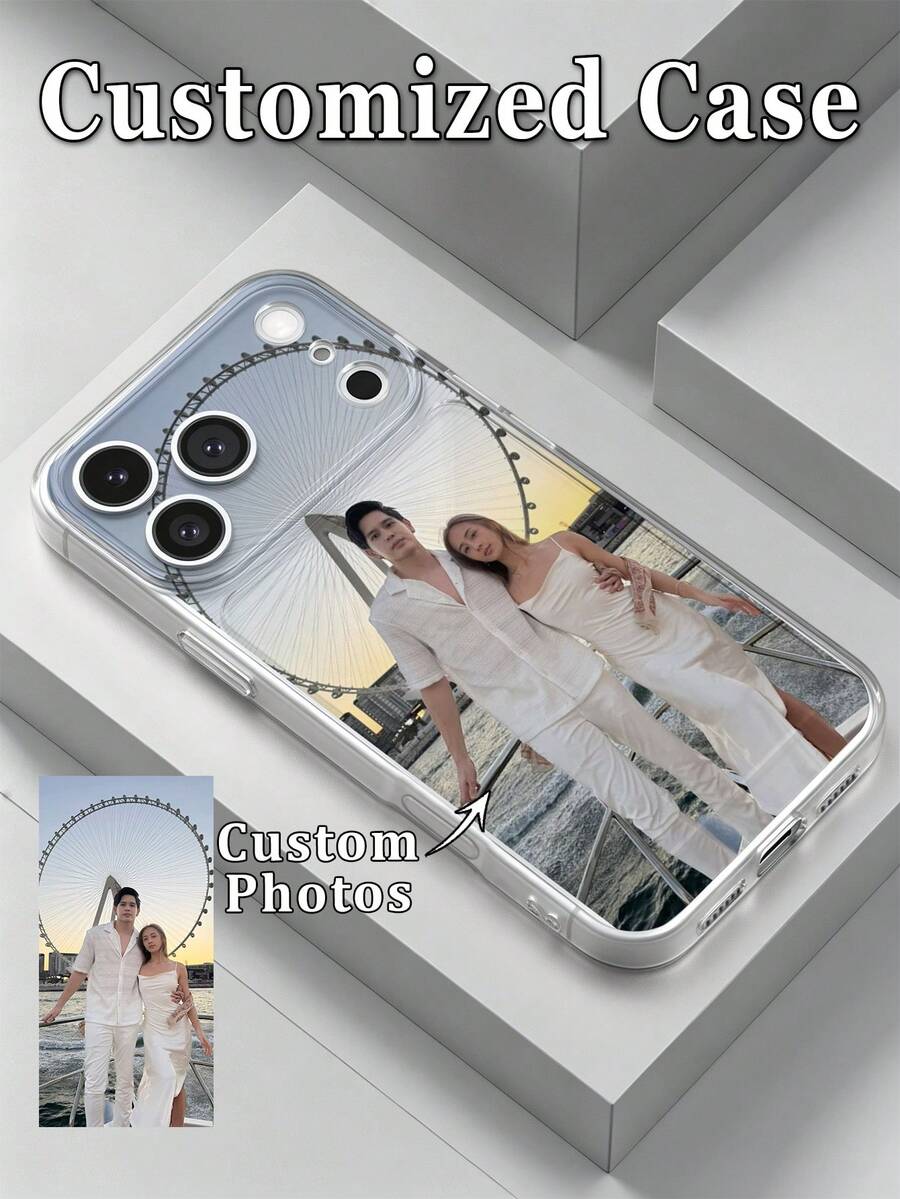 1件 DIY 定製情侶照片手機殼,超薄 TPU 軟殼,適用於 Apple Duo/18ProMax/17ProMax/16Pro/15/14Plus/13Pro/12ProMax/11/XsMax/8/7/6Plus,高清印刷,情侶、婚禮旅行肖像、家庭照片,個性化保護殼,週年紀念、情人節生日禮物送給男朋友/女朋友 - 無色 - 查看 1