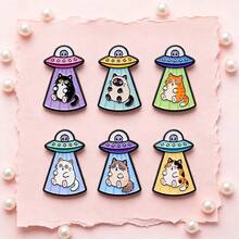 Funny UFO Space Cat Lapel Enamel Pins And Brooches Badge Pins For Backpacks Bags Backpack Cool Decoration Friend For Gifts - Multicolor - View 8