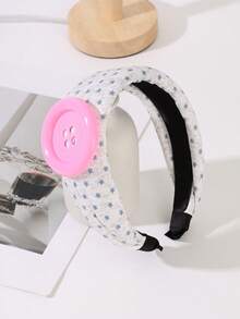 1pc New Design Button Wide Band Hair Hoop, Sweet & Cute Anti-Slip Headband For Birthday Party Outfit - Multicolor - View 12