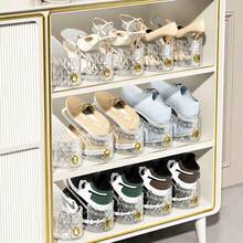 20pcs Adjustable Shoe Slot Storage Rack, Space-Saving Closet Shoe Stacking Rack, Double-Layer Shoe Storage Rack, Suitable For Sneakers, High Heels And Flat Shoes - Clear - View 2