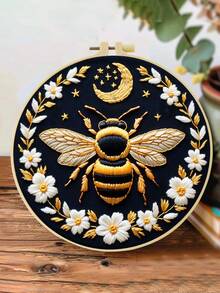 1PC 20*20cm/7.9*7.9in,Evening Theme: Animals And Fairies Embroidery Kit, DIY Handmade Embroidery Set For Adult Beginners, Home Gift, Women's Sewing Gift, Including User Manual, Printed Pattern Fabric, Embroidery Frame, Needle And Thread. - Animals and Fairies - View 9