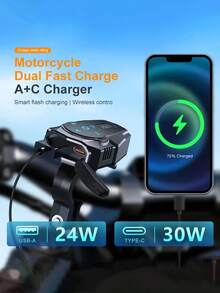 PD QC3.0 Motorcycle Charger Handlebar USB Type C Interface Power Socket 12V Waterproof Bluetooth Remote Control Suitable For Helmet Headset - PD+QC - View 5