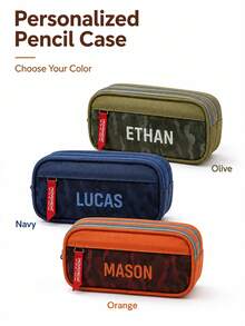 Personalized Double Layer Pencil Case, Customizable Text Stationery Storage Bag, With Name, Large Capacity Pencil Box, Suitable For School And Office - Multicolor - View 3