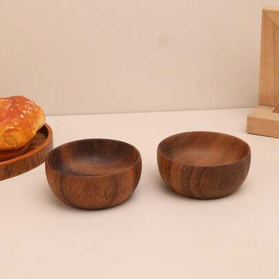 Vintage Rosewood Seasoning Dish Japanese Style Solid Wood Small Sauce Plate Oil Dip Bowl