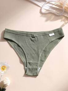 5件組女款性感三角內褲 V腰無縫三角褲 羅紋棉 純色 舒適透氣內著 - 彩色 - 查看 5