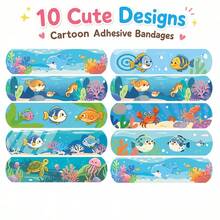 100/30/10pcs Underwater World Animals Cartoon Bandages Flexible Adhesive Colorful Cute Bandages Knuckle Fingertip Breathable Stickers (Random Pattern) - View 4