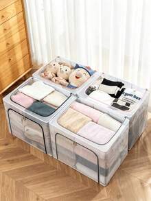 Clothing Storage Box, Transparent For Clear Visibility, Double‑Zipper Opening, Multiple Sizes Available, Large‑Capacity Storage For Clothes And Quilts, Foldable, Dust‑Proof And Moisture‑Proof, A Great Helper For Home Organization - Multiple Specifications - View 6