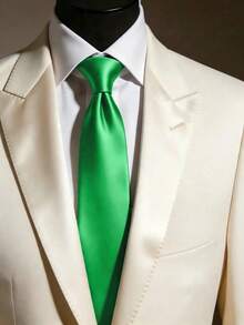 1PC Men's Solid Color Tie 8cm Formal Business Tie Men's Wedding Tie - Grass Green - View 1