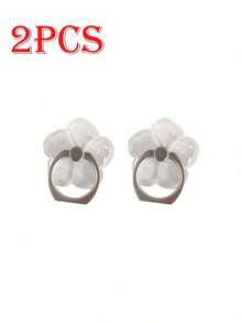 6pcs/5pcs/4pcs/3pcs/2pcs Dudukan Ponsel Transparan Kartun Lipat dengan Cincin Penahan, Bentuk Hewan, Bulat, Bunga - beraneka warna - View 53