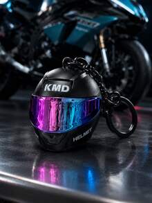 1 pieza Llavero colgante de casco de motocicleta, Llavero colgante creativo de bolsa de motocicleta, Llavero de coche con mini casco de lente colorida, Accesorio de bolsa - Multicolor - Ver 7