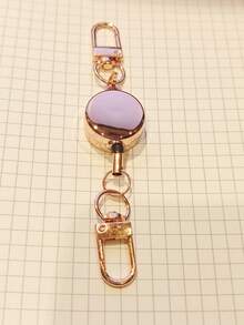 1pc Anti-Theft Metal Retractable Keychain, Elastic Keychain, Keychain Accessories, Car Keychain, Men's Keychain, Nurse/Office/Student ID Badge Holder, Carabiner, Car Keychain, Suitable As Friend Gift, Party Gift. - Multicolor - View 12