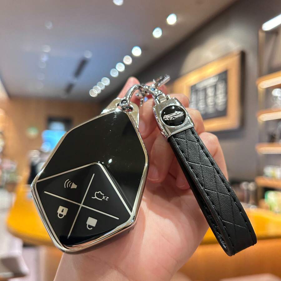 Premium TPU Car Key Fob With Keychain For Changan, 4-Buttons Stylish Car Remote Key Cover Suitable For Changan Deepal, S7, SL03, Car Accessories
